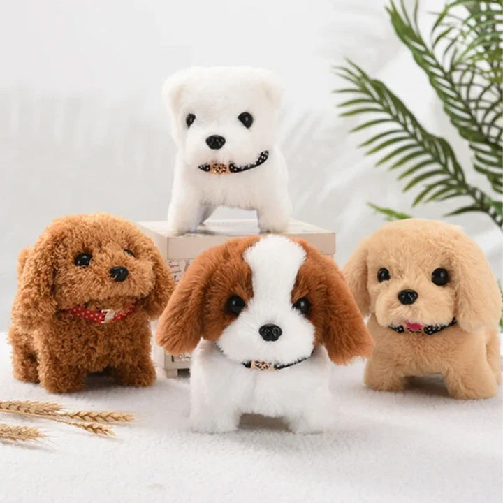 Interaktiv elektronisk hund leksak för barn, realistisk plyschdesign, går och skäller, perfekt presentidé.