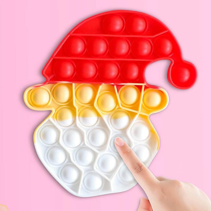 "Jul Fidget leksak med bubblor, silikonmaterial, julgran och tomte motiv, rolig sensorisk stressavlastare för barn."