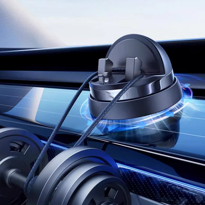 "Justerbar bilhållare för GPS och smartphone, svart, med klibbigt silikon för stabilitet och enkel rengöring."