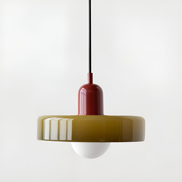 Justerbar glaslampa, taklampa, elegant design. Mjukt ljus, modern inredning.