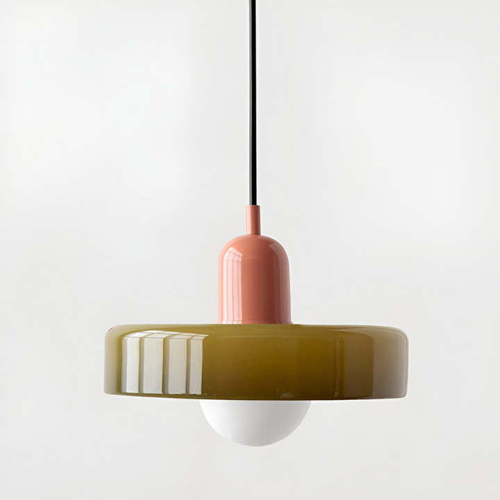 Justerbar glaslampa, taklampa, elegant design. Mjukt ljus, modern inredning.