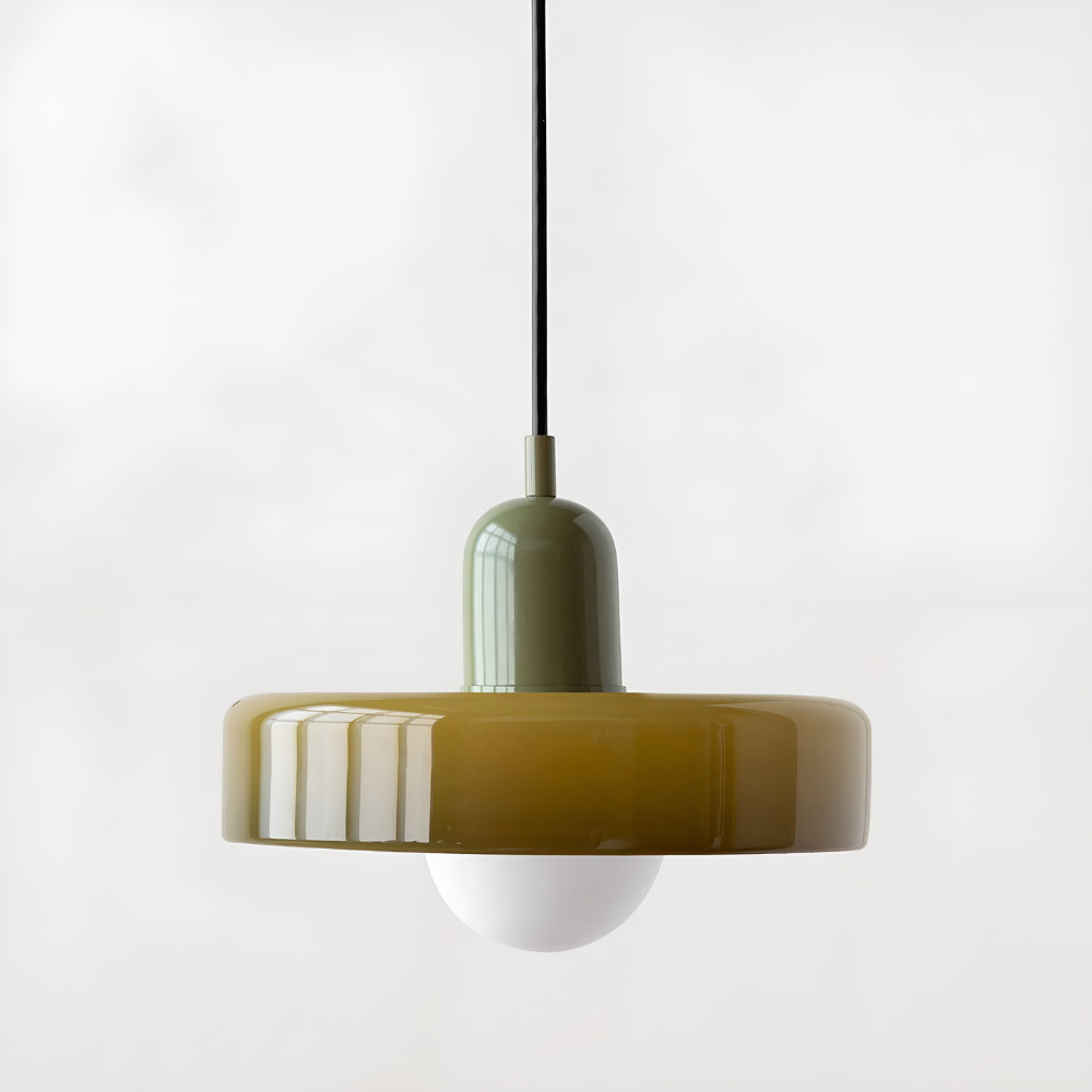 Justerbar glaslampa, taklampa, elegant design. Mjukt ljus, modern inredning.