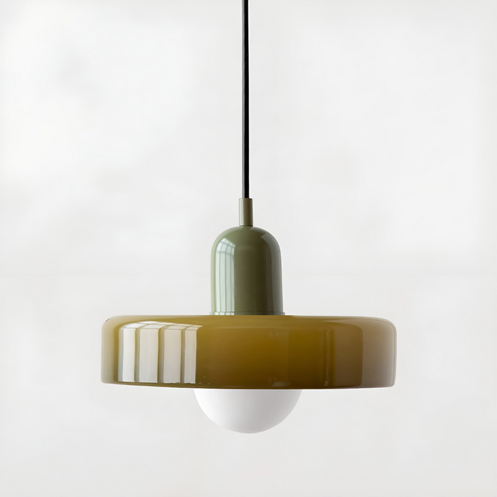 Justerbar glaslampa, taklampa, elegant design. Mjukt ljus, modern inredning.