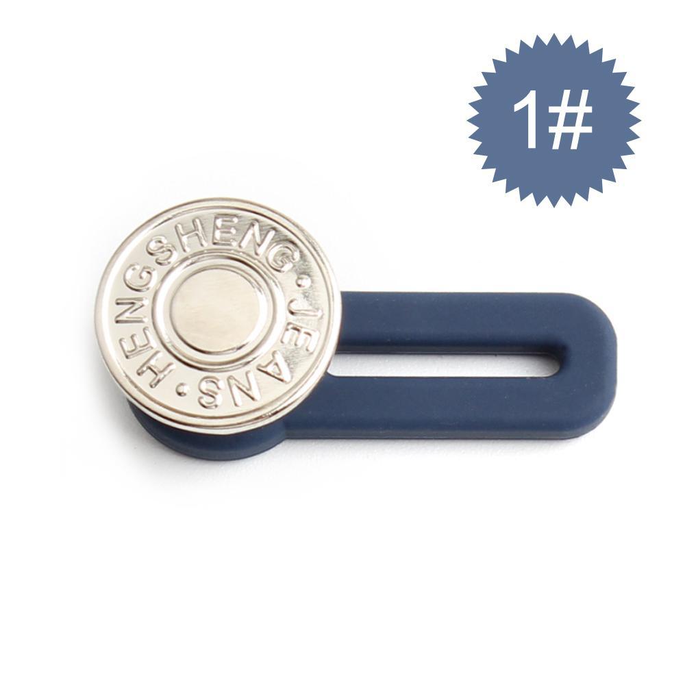 "Justerbar jeans flexiknapp för herr och dam, elegant metall, enkel fastsättning för byxmidja."