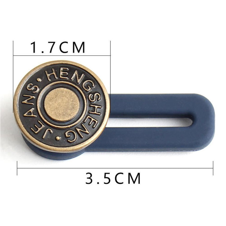 "Justerbar jeans flexiknapp för herr och dam, elegant metall, enkel fastsättning för byxmidja."