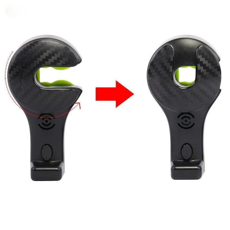 "Justerbar svart nackstödskrok för bil, utrymmesbesparande design, enkel installation med sidoöppning."