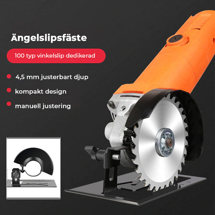 "Justerbar vinkelsliphållare i stål, stabil och hållbar, för precision i professionellt projektarbete och träbearbetning."