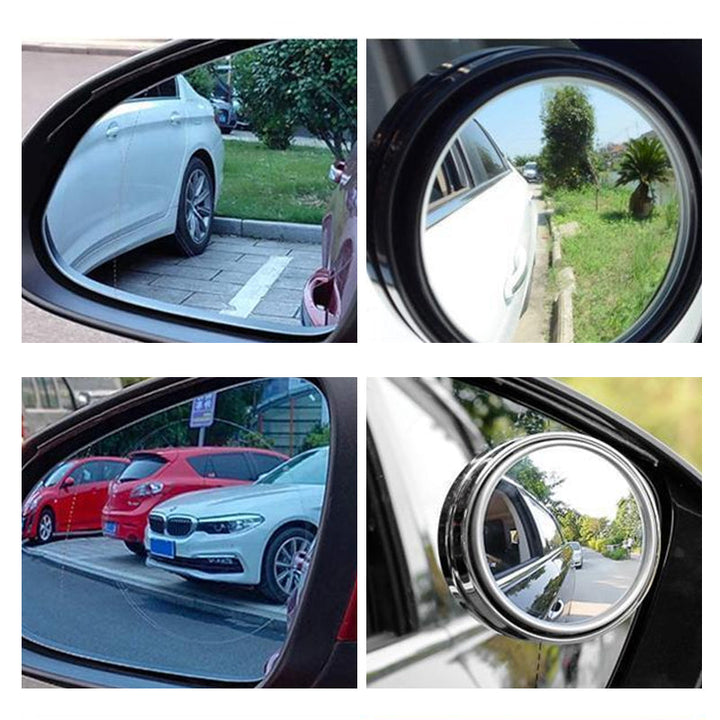 "Justerbara 360° bilspeglar eliminerar döda vinklar, stilren design, enkel montering för förbättrad körsäkerhet."