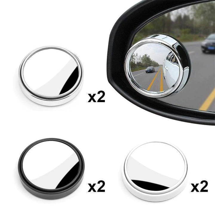 "Justerbara 360° bilspeglar eliminerar döda vinklar, stilren design, enkel montering för förbättrad körsäkerhet."