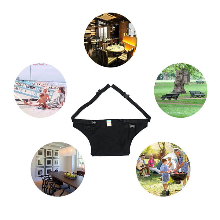 Justerbart babysäkerhetsbälte för stolar, grönt och portabelt, förvandlar stolar till säkra platser för barn.