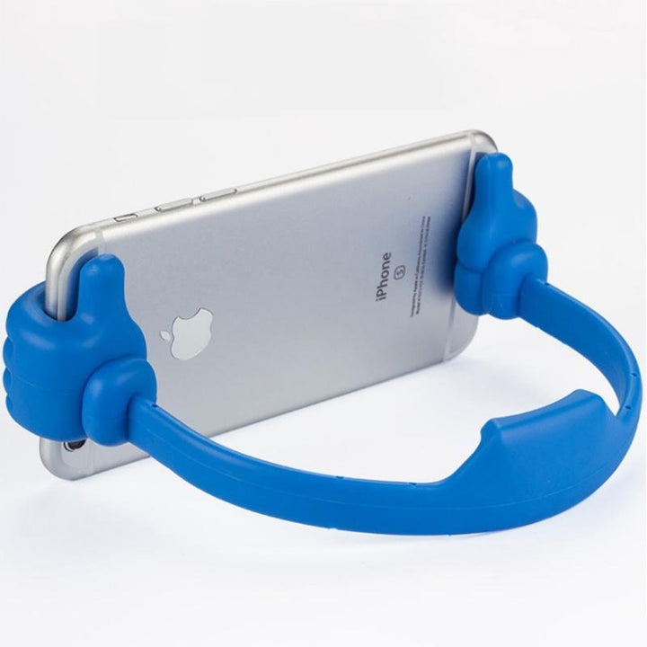 "Justerbart tumme telefonställ - svart och flerfärgat, unik tumme upp design, passar mobiler och surfplattor, unisex."