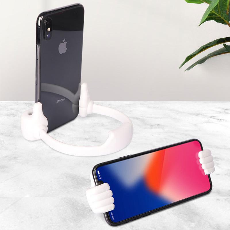 "Justerbart tumme telefonställ - svart och flerfärgat, unik tumme upp design, passar mobiler och surfplattor, unisex."