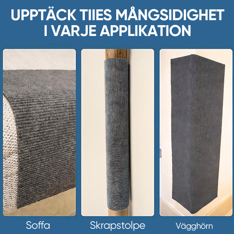 "Klösmatta för katter i polyester, finns i khaki, ljusgrå och mörkgrå. Hållbar lösning för skydd av möbler."