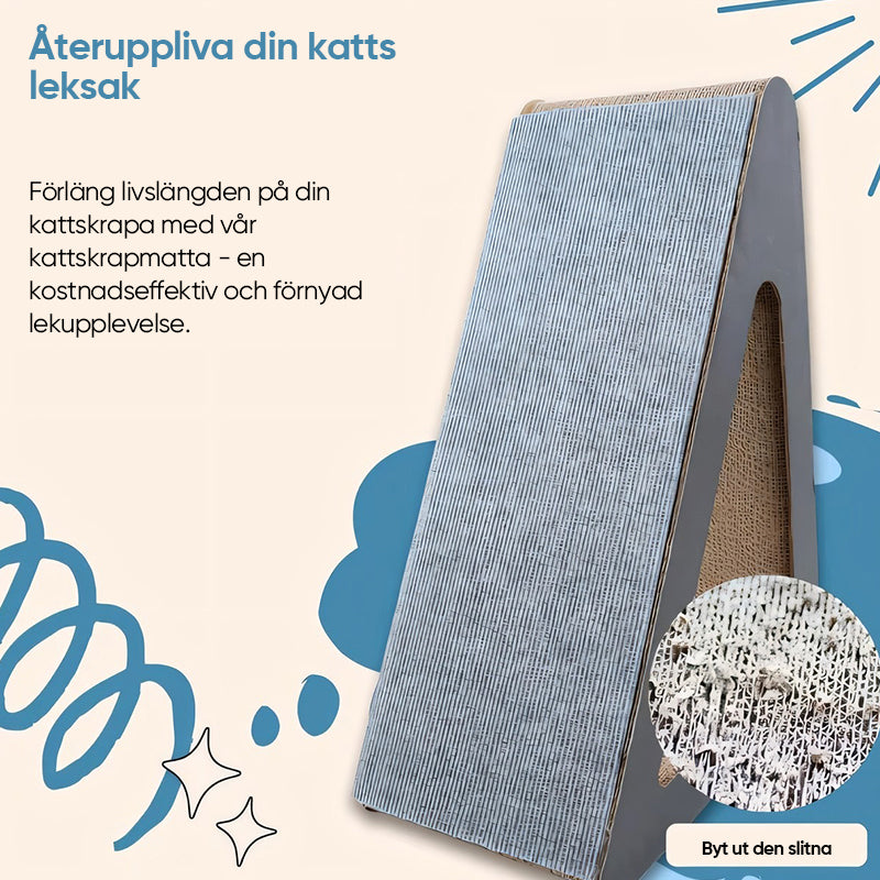 "Klösmatta för katter i polyester, finns i khaki, ljusgrå och mörkgrå. Hållbar lösning för skydd av möbler."