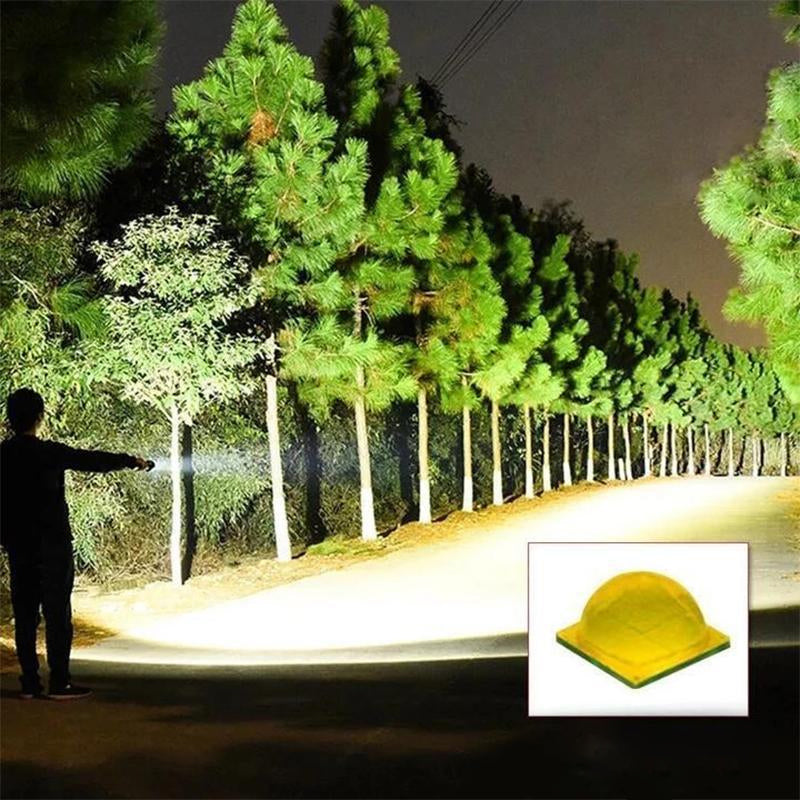 "Kraftfull LED-ficklampa med USB, IP65 vattentät, justerbar brännvidd, aluminiumkropp, för camping och nödsituationer"