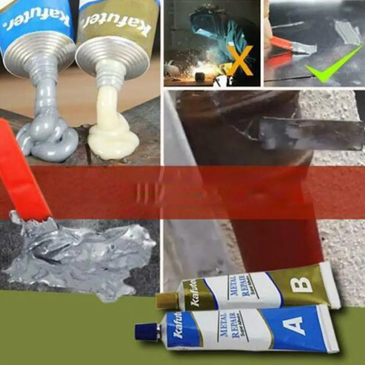 "Kraftigt metallreparationslim för DIY-projekt, visat i en tub, idealiskt för snabb och effektiv metallreparation."