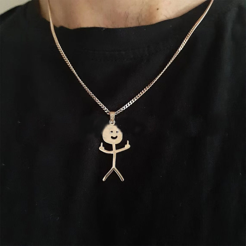 Kreativt guldsilver doodle-halsband för damer, unikt designat smycke med ögonfallande hänge och hållbart material.