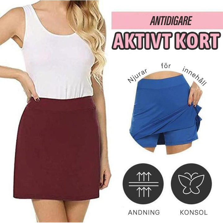 "Kvinnor kjolshorts hög midja, dolda fickor, beigerosa; andningsbara och stilfulla, idealiska för daglig användning."