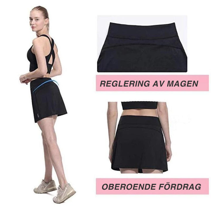 "Kvinnor kjolshorts hög midja, dolda fickor, beigerosa; andningsbara och stilfulla, idealiska för daglig användning."