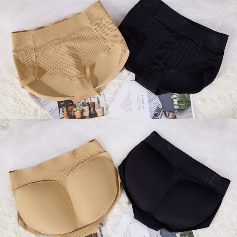 "Kvinnor push-up polstrad shapewear trosor, beige färg, elegant design, formande och bekväma under alla kläder."