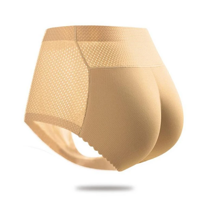 "Kvinnor push-up polstrad shapewear trosor, beige färg, elegant design, formande och bekväma under alla kläder."