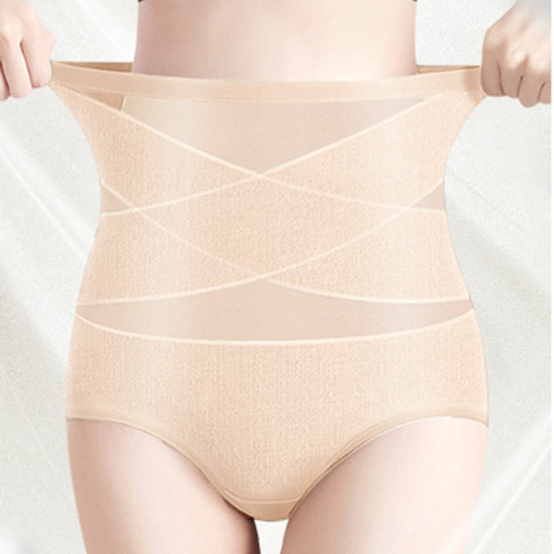 "Kvinnor silkes högmidjade kroppsformande trosor med korsdesign i eleganta och smickrande stil, sömlös och bekväm passform."