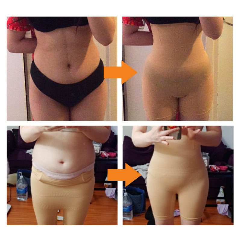 "Kvinnors höga midja shapewear, kroppsformande byxor i sömlös design för magkontroll och rumplift, idealiska under kläder."