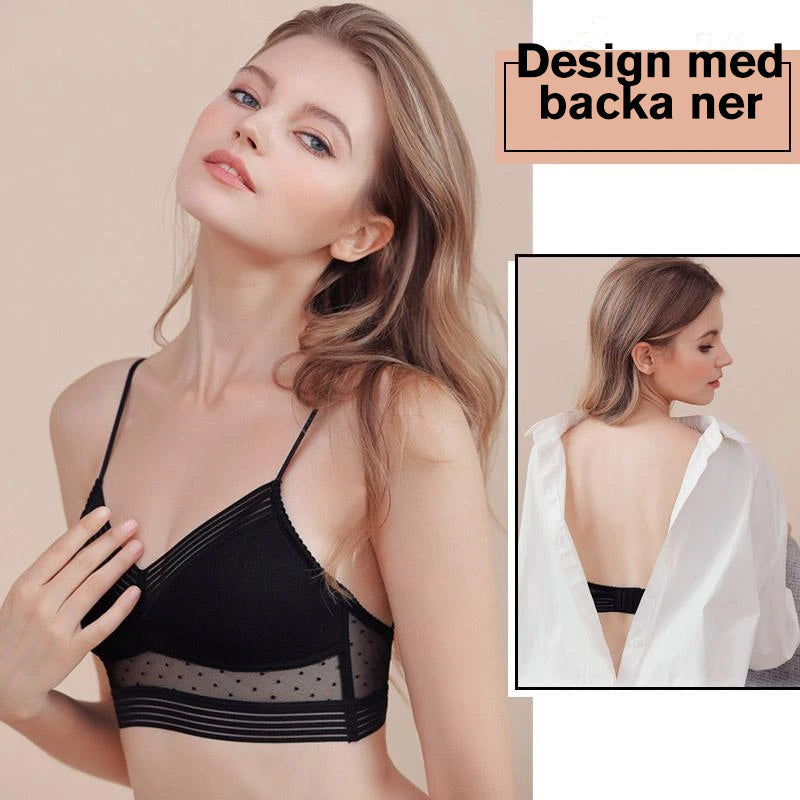 "Kvinnors lyft-bh med låg rygg, krämvit, sömlös design, perfekt för rygglösa kläder, ger maximal komfort och stöd."