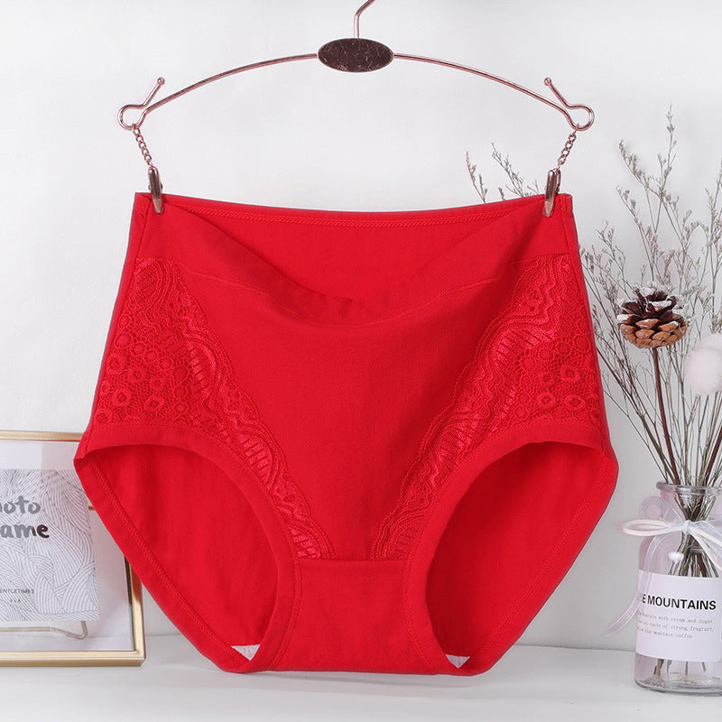"Kvinnors plus size hög midja bomullstrosor, läckagesäkra, i olika färger: röd, beige, lila, rosa, svart."