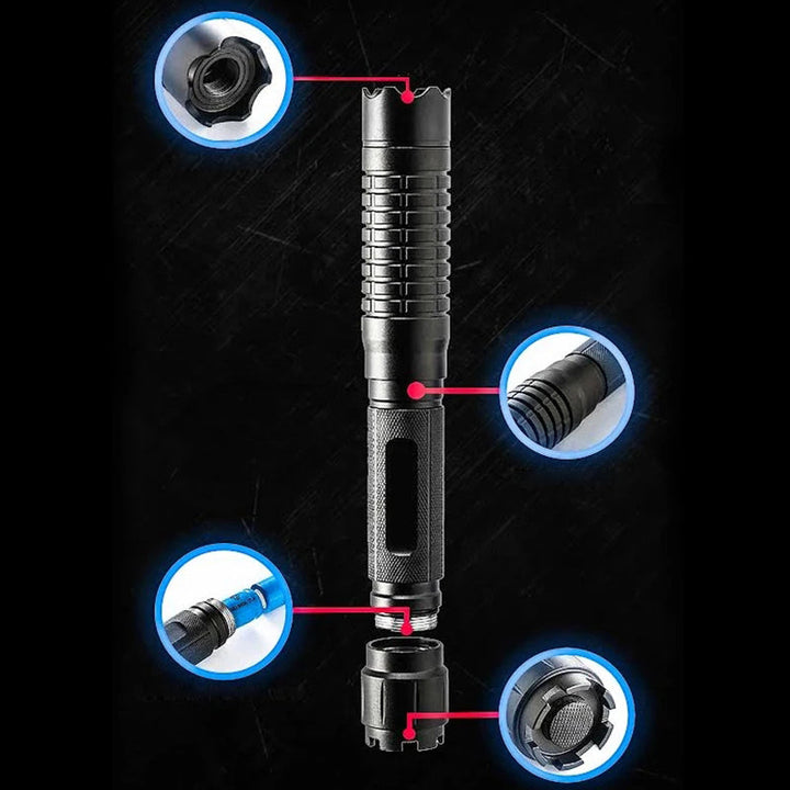 "Laserpekare för utomhusbruk med elegant aluminiumdesign, vattentät och kompakt, idealisk för äventyr."