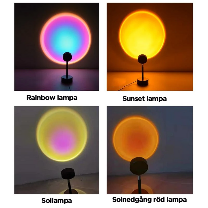 "LED golvlampa med justerbart huvud och färgrika projektioner skapar en romantisk och modern atmosfär i hemmet."