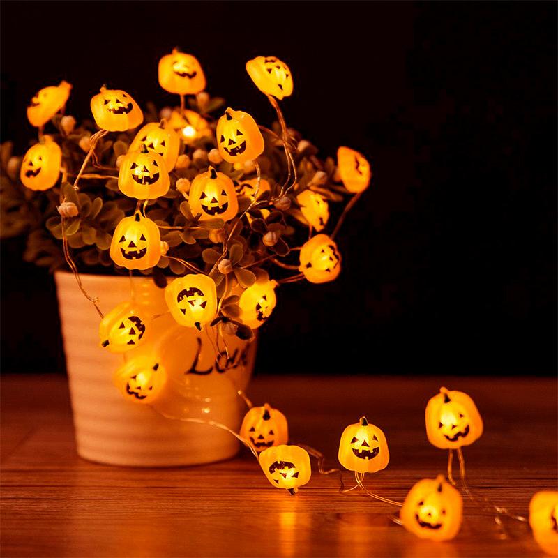 "LED pumpa strängljus, USB-driven, stämningsfull Halloween dekoration, utomhusbelysning, vattentät, halloween belysning."