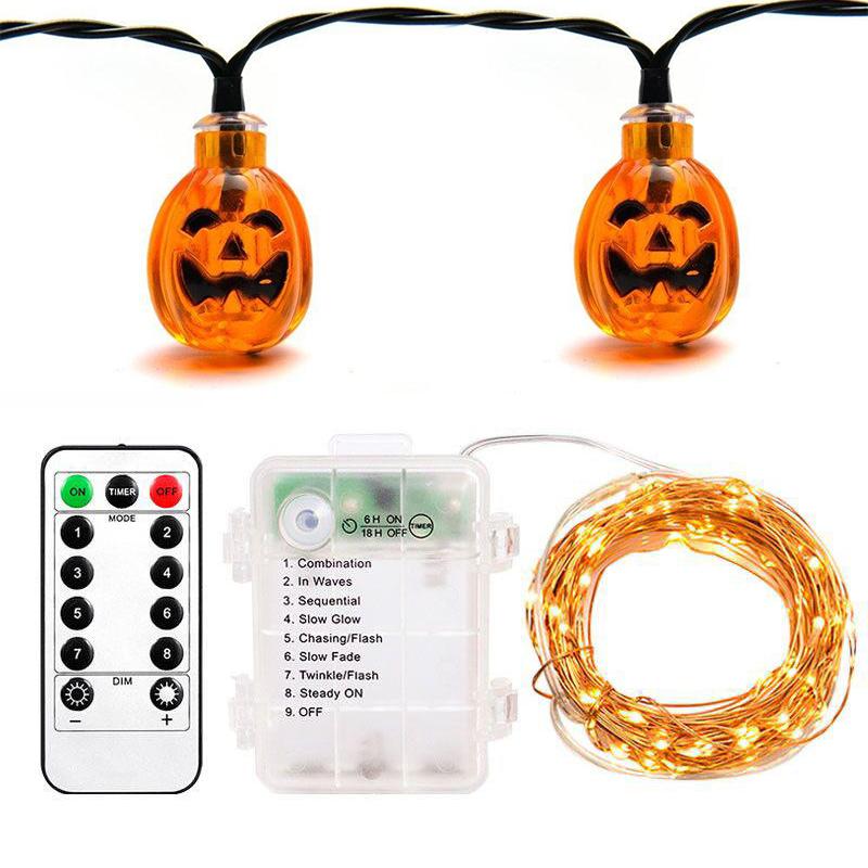 "LED pumpa strängljus, USB-driven, stämningsfull Halloween dekoration, utomhusbelysning, vattentät, halloween belysning."