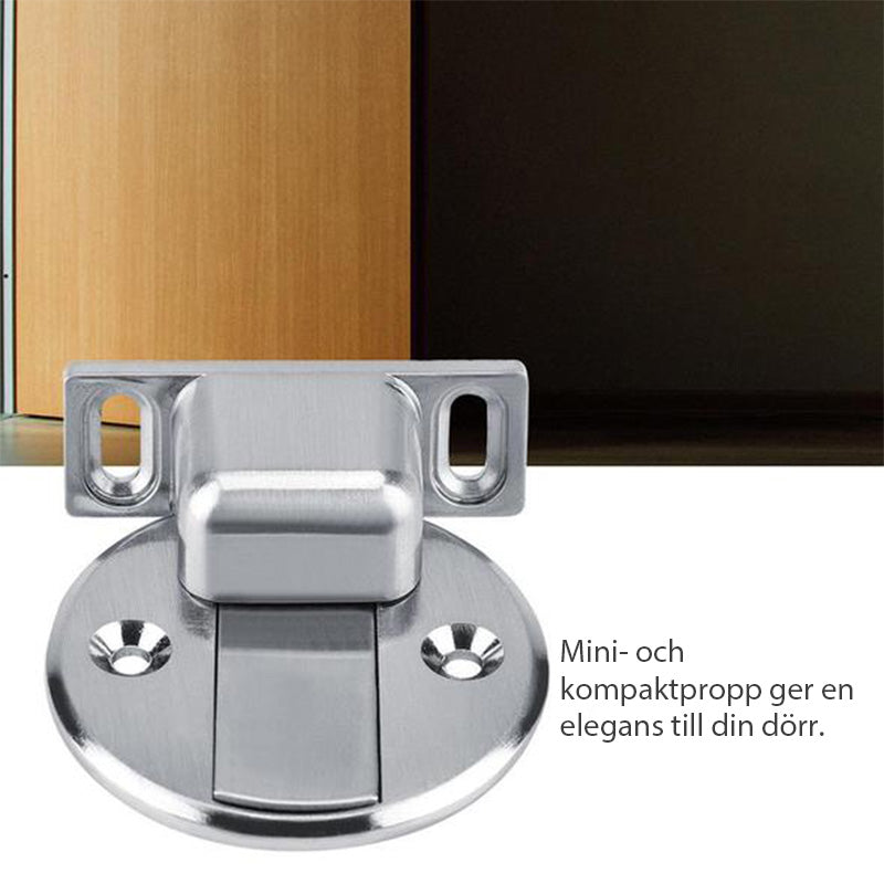 "Magnetisk dörrstopp i zinklegering, borstad yta, för hem och kontor, enkel installation, hållbar och elegant stil."