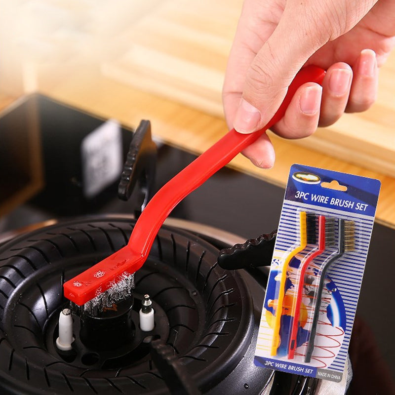 "Mångsidig rengöringsborste med järn-, koppar- och nylontråd för spisfläkt, ergonomiskt handtag, kökshjälpmedel."