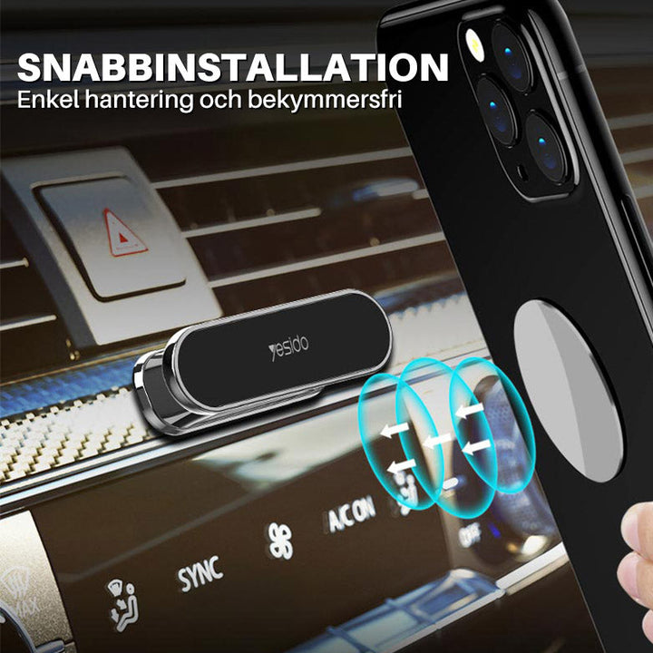 "Metallisk 360 graders roterbar magnetisk telefonhållare, stilfull design, passar smidigt i bilens interiör för säker monteri