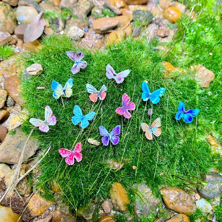 "Mikro Miniatyr Fjärilar Dekoration Akryl i olika färger och mönster, små och detaljerade, perfekt för hantverksprojekt."