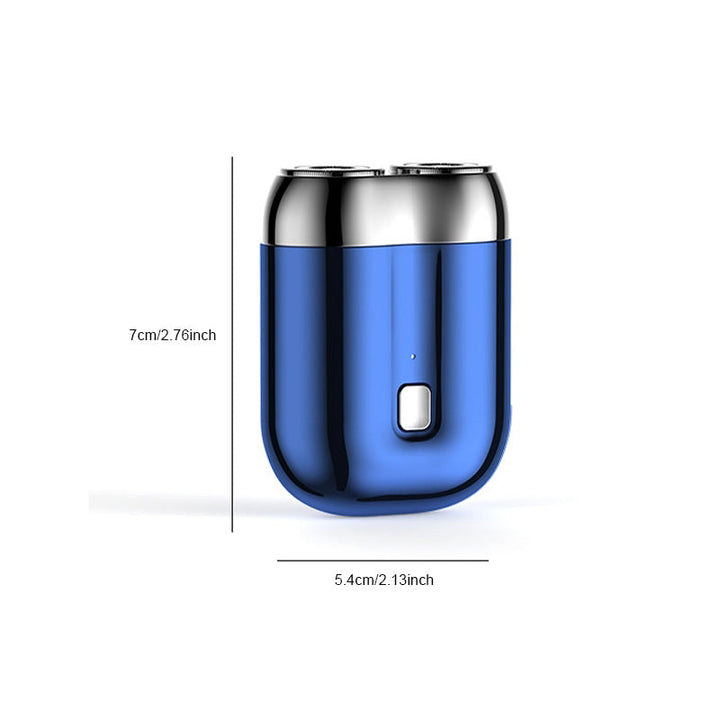 "Mini elektrisk rakapparat för män, bärbar, vattentät, kompakt design med rostfria stålblad och elegant finish."