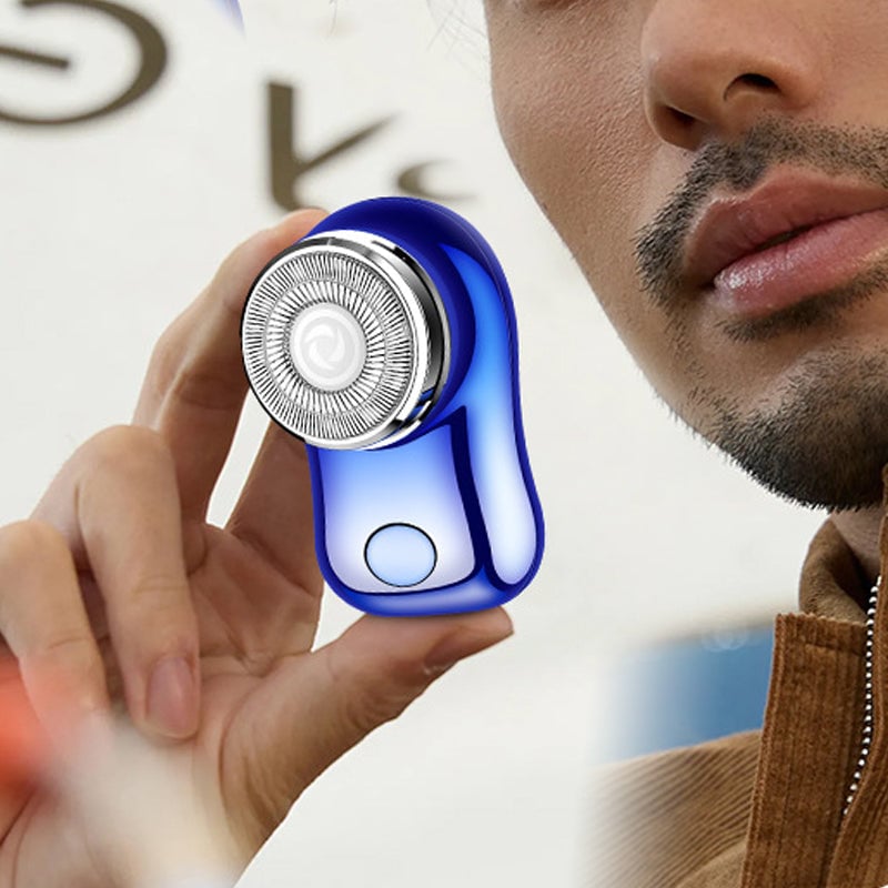 "Mini elektrisk rakapparat med smart digital display och kompakt design för effektiv herrrakning."