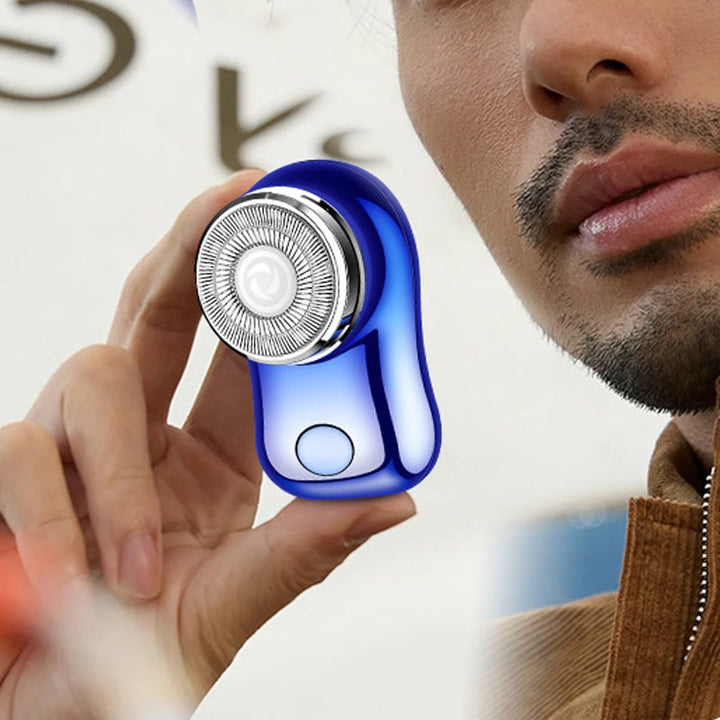 "Mini elektrisk rakapparat med smart digital display och kompakt design för effektiv herrrakning."