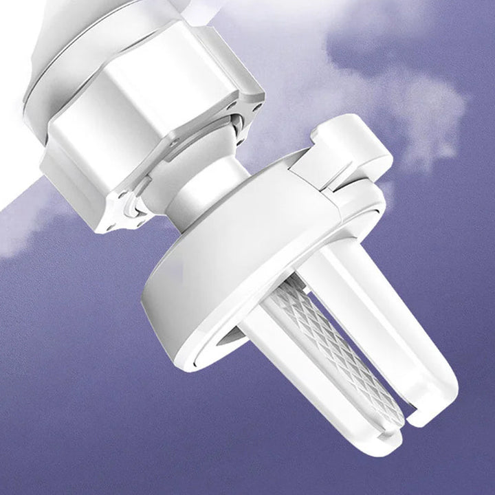 "Minimalistiskt astronaut mobilfäste i svart/vit, anpassat för bilinteriör, säkert och lätt med gravitationsdesign."