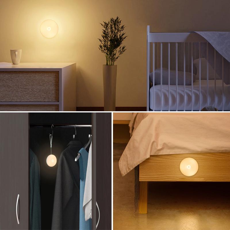 "Modern kompakt LED-nattlampa med smart rörelsesensor och varm belysning. Perfekt för säker och stilig nattbelysning."