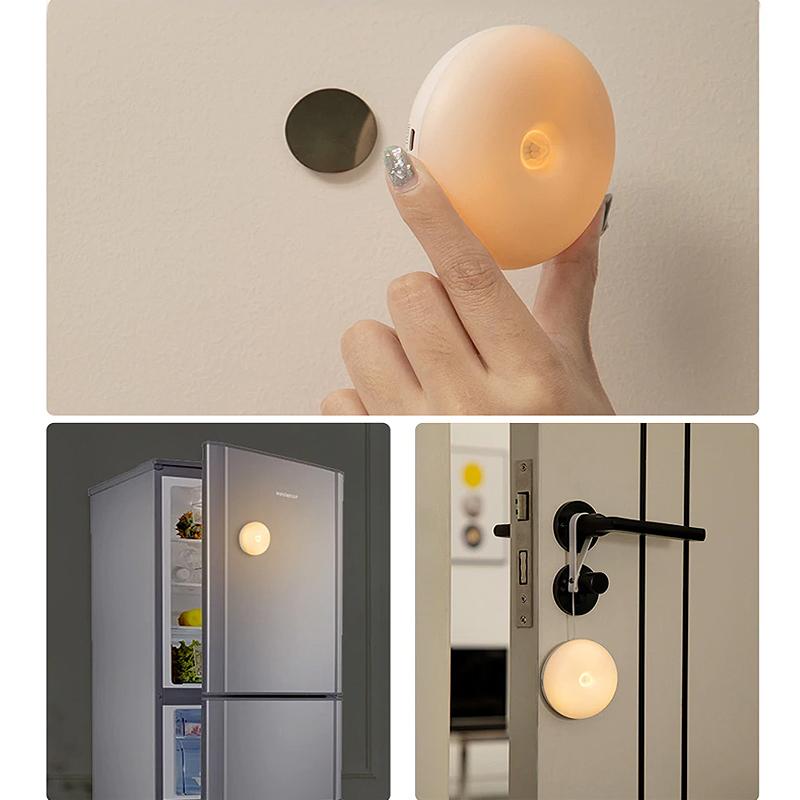 "Modern kompakt LED-nattlampa med smart rörelsesensor och varm belysning. Perfekt för säker och stilig nattbelysning."