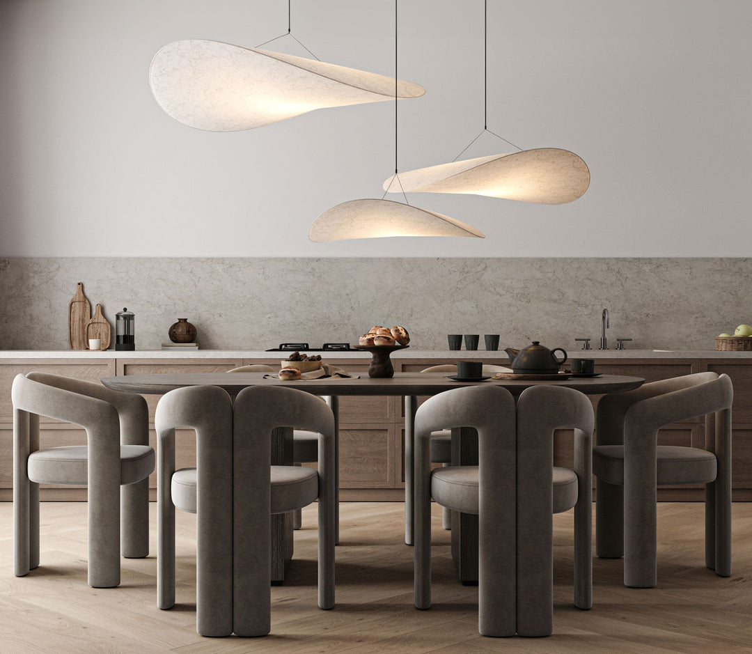 Modern taklampa, molnliknande design, mjukt ljus, elegant & avslappnande.