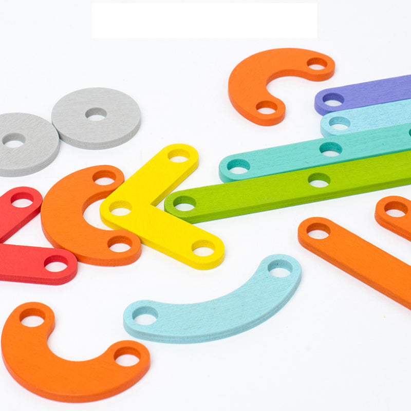 "Montessori pegboard pussel i trä, färgglada bitar i olika former, pedagogisk leksak för barns kreativitet och lärande."