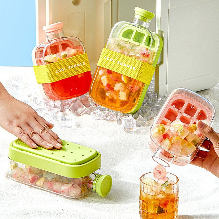 "Multifunktionell isflaska med sugrör, hållbar design, läcksäker, i rosa, grön och vit, kapacitet 500 och 800 ml."