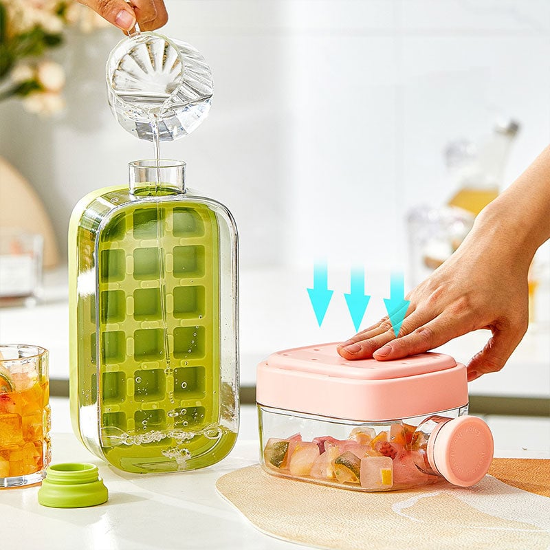 "Multifunktionell isflaska med sugrör, hållbar design, läcksäker, i rosa, grön och vit, kapacitet 500 och 800 ml."