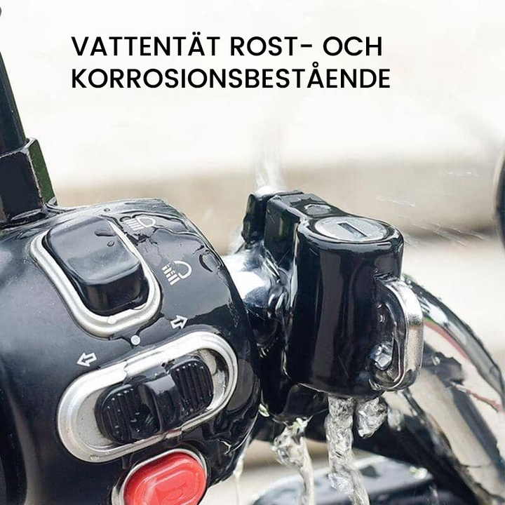 "Multifunktionellt aluminium hjälmlås för motorcykel, robust svart design, passar halv- och helhjälmar."