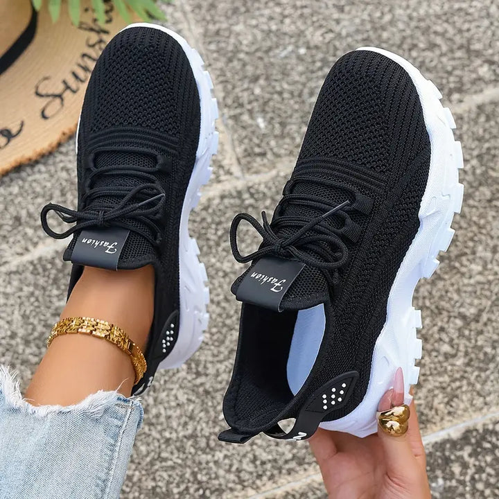 "Ortopediska sneakers för kvinnor, grå och eleganta, med stötdämpande gelinsulor och halkfria sulor, för optimal komfort."