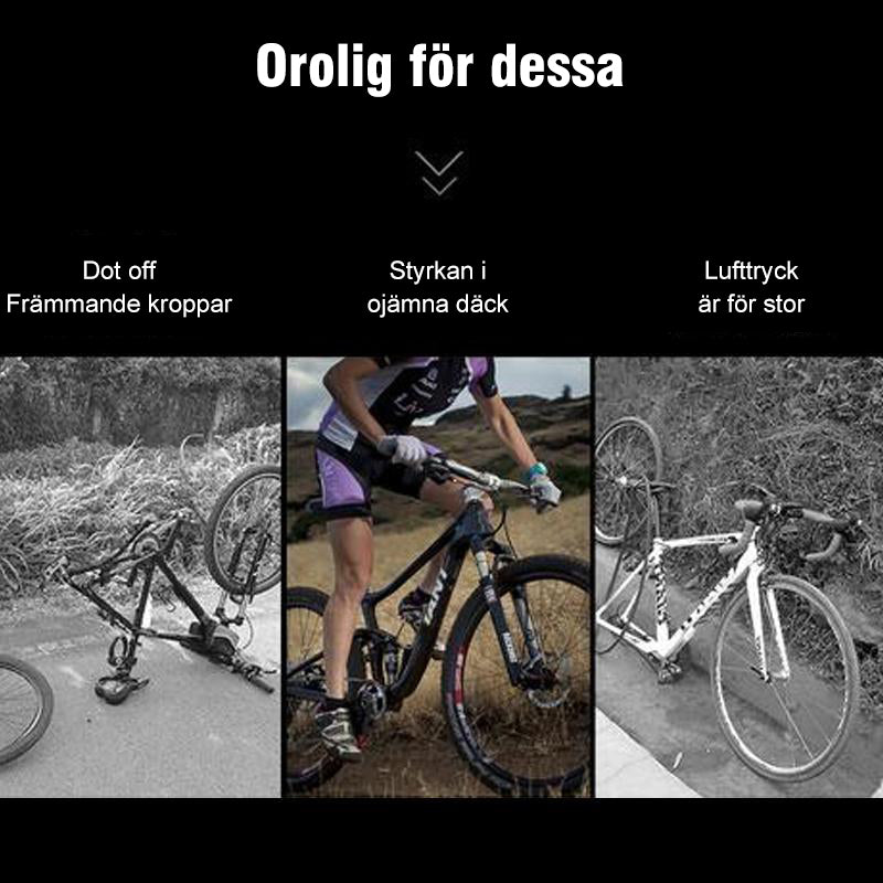"Punkteringsskydd för cykeldäck, osynligt skydd mot vassa föremål på vägen, enkel installation mellan innerrör och däck."